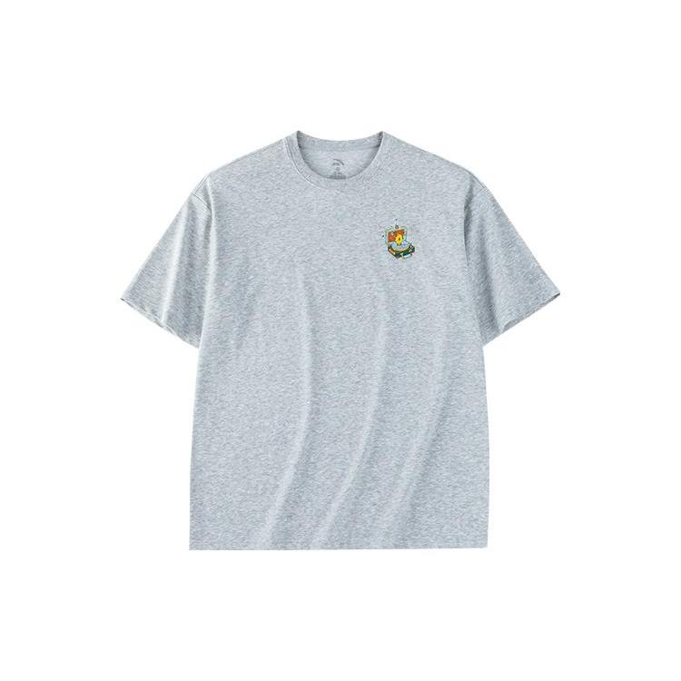 ANTA T Shirts Unisex Gray Crew Neck Moderate Straight Fit 972328108-2 3XL