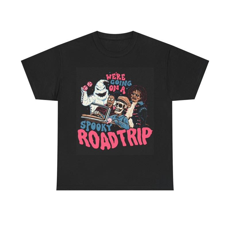 Spooky Road Trip T Shirt Funny Ghosts Halloween Heavy Cotton