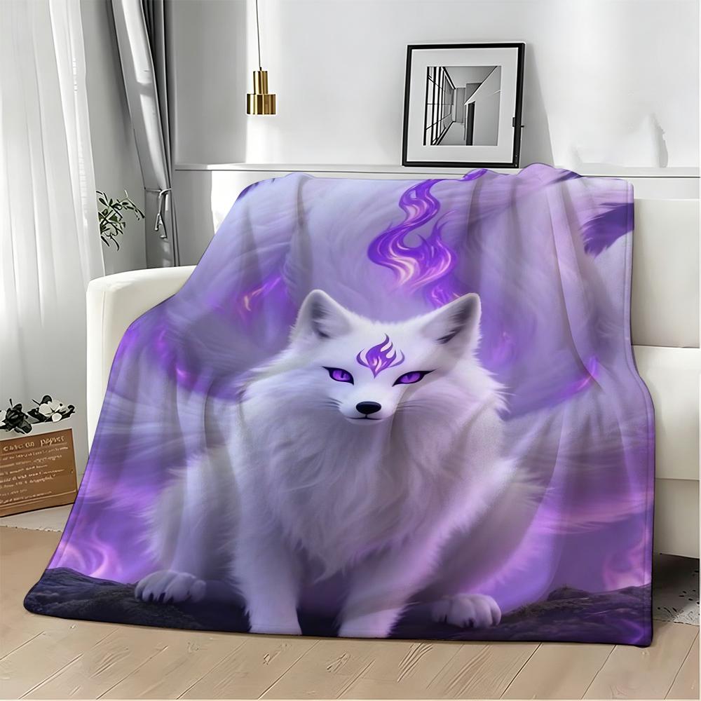 Artistic Pattern N-Nine Tailed Fox Throw Soft Warm Throw Blanket for Bedroom Living Room Bed Travel Camping Picnic Gift