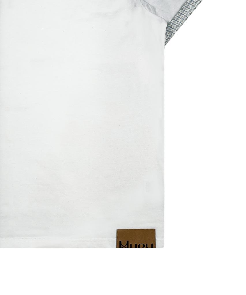 Hyui Check Rollup Tee White