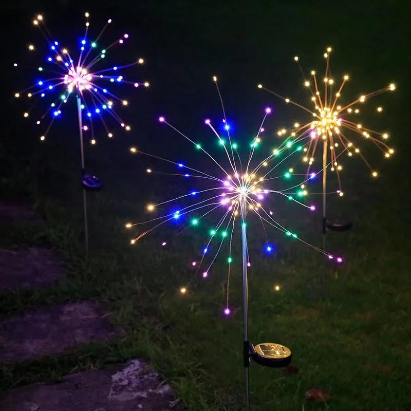 Solar Garden Lights 200LED Waterproof Outdoor Firework Lamps Copper Wire Fairy Lights for Lawn Pathway Yard Patio Garden Decorative Lighting