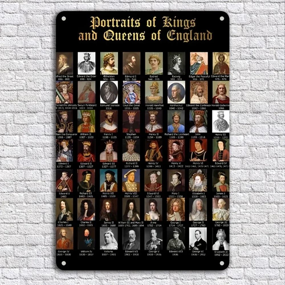 Aluminum Metal Sign, 1pc Royal History Wall Art. Waterproof and Versatile, Depicting English Royals, Ideal for Home & More.