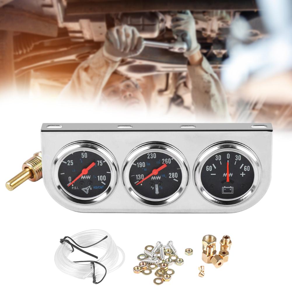 3 In 1 Car Triple Gauge Oil Pressure Water Temperature Current Instrument For Vehicle