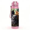 1PC Two Cats Dark Forest Pillow Print 750ml Color Plastic Sports Water Bottle Leakproof Flip Straw Lid Suitable for Sports Office Home Use