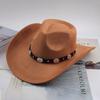 Western Cowboy Style Tibetan Bull Head Accessories Fashion Top Hat Autumn/Winter New Collection Deer Skin Velvet Large Edge Riding Hat