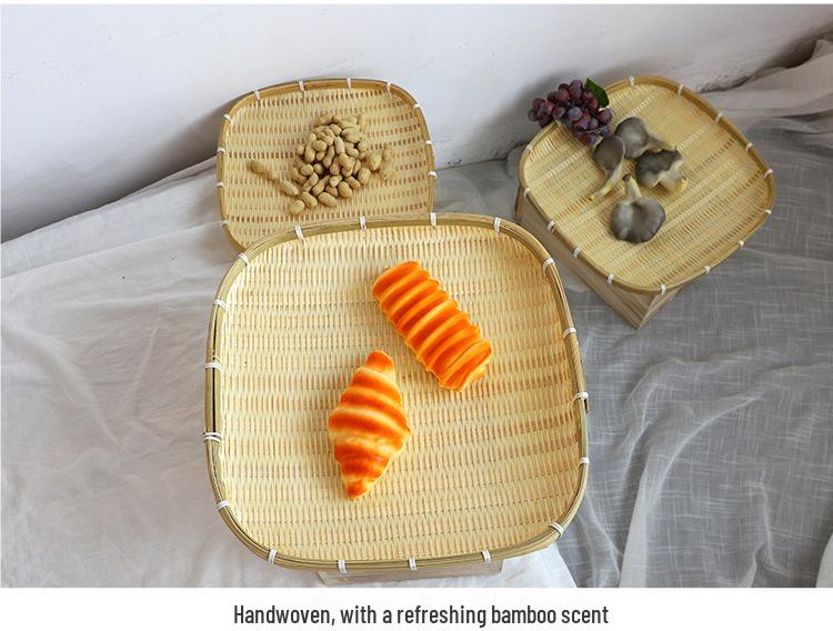Handmade Square Bamboo Basket: Versatile for Winnowing, Drying, Steaming, or Sifting