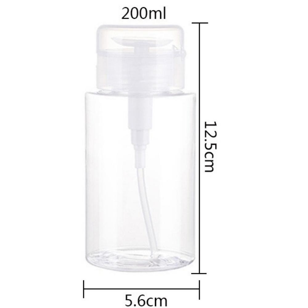 2 clear pump bottle dispensers press-down reusable travel bottle set for makeup, nail polish cleaning, cosmetics storage.