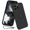 For iPhone 15 Pro Ring Kickstand Case Liquid Silicone Anti-scratch Phone Cover with Wrist Rope
