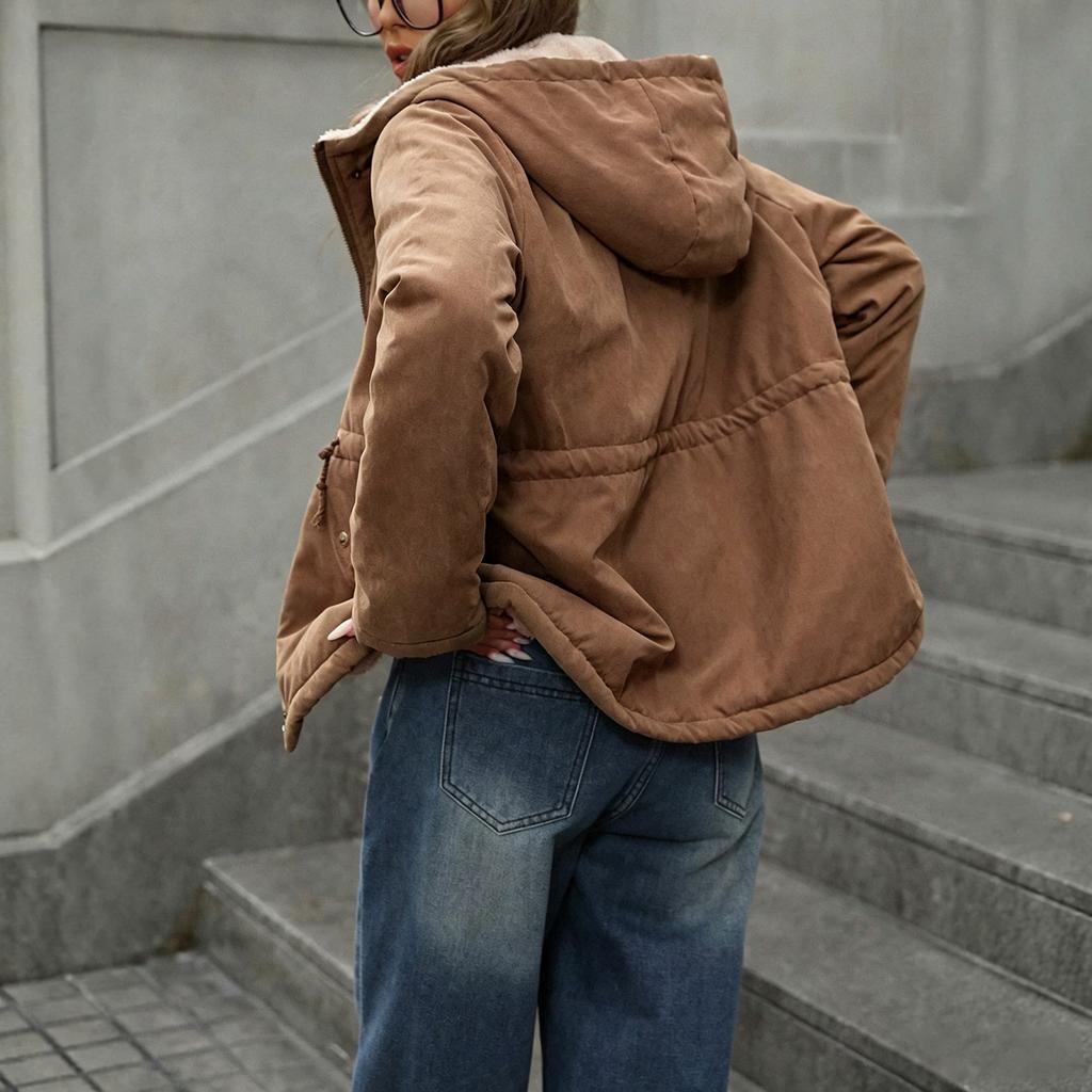 Chaqueta acolchada casual con capucha para mujer - Abrigo de invierno de corte holgado