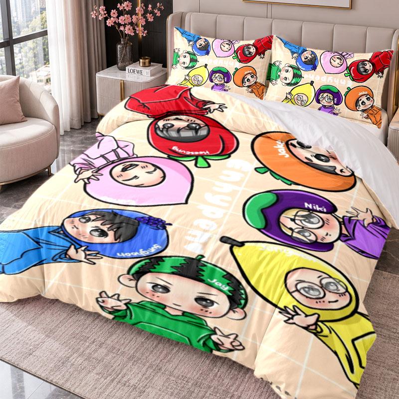 ENHYPEN 3Pcs Bedding Set Duvet Cover With Two Pillowcases For Bedroom Home Decoration