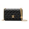 Litchi Grain Cow Leather Shoulder Bag, Crossbody Bag Small Women's Black AP3201