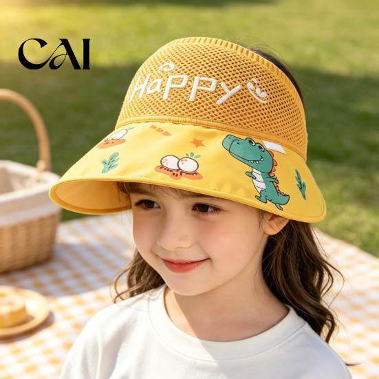 Foldable Quick Dry Hat Mesh Sun Hats for Kids, UV Protection Fishing with Cartoon Dinosaur Prints, Wide Breathable Infant Cap Brim Bucket Hat,