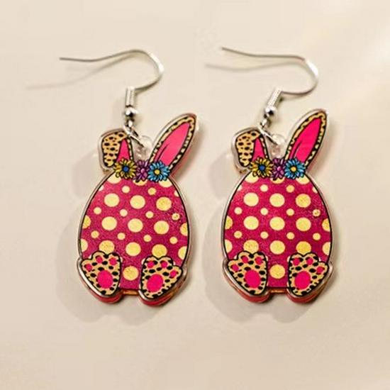 Easter Acrylic Rabbit & Carrot Dangle Earrings for Women - Cute Cartoon Design