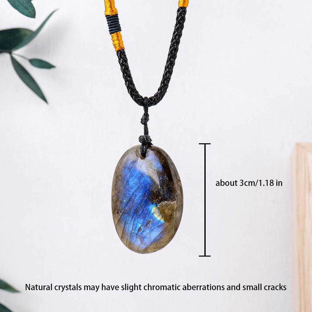 Natural Blue Labradorite Healing Crystal Pendant Necklace Gemstone Jewelry For Spiritual Balance Meditation