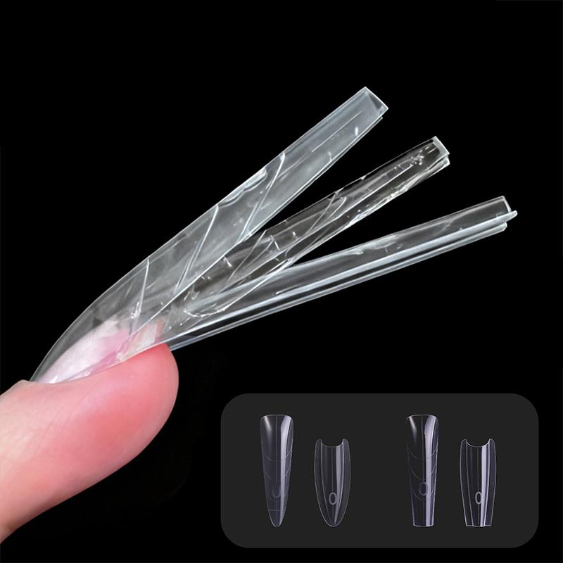 Poly Nail Gel Dual Form Extension Mold Reusable Clear Tips for Fast Builder Nail Salon DIY Professional Home Use Kit