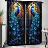 JIT 2pcs Vivid Peacock Floral Curtain   Room Darkening   Polyester   Home Decor   Rod Pocket Curtain   Living Room   Bedroom Window Dr