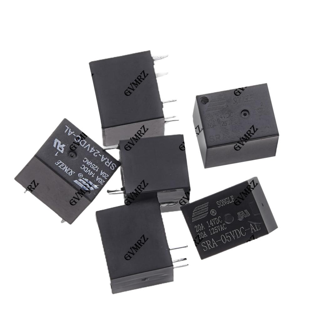 5PCS 4Pin 5Pin Relay PCB Type Black Automobile Relay SRA-05VDC-AL SRA-12VDC-CL SRA-24VDC-CL 5V 12V 24V 20A DC Power Relays 5