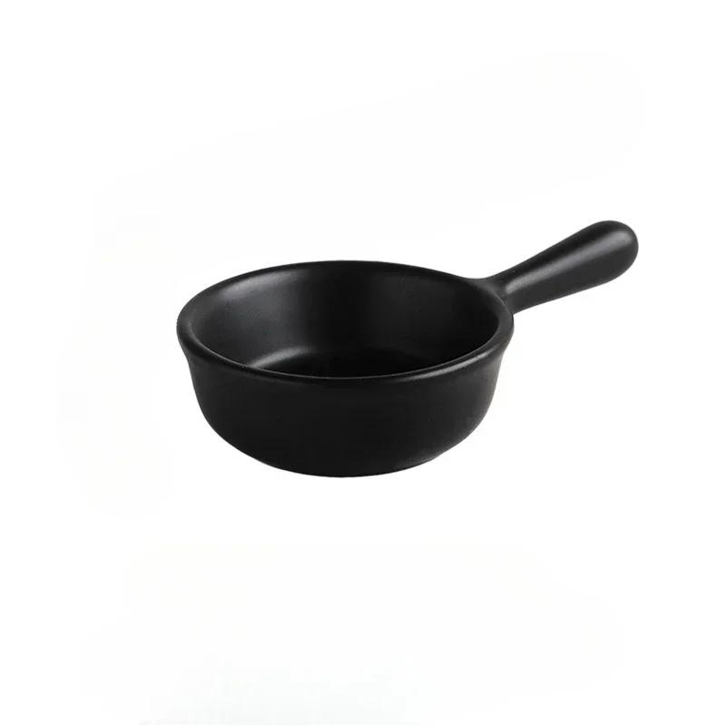 Kitchen Creative Small Ceramic Discretionary Dish Tableware Seasoning Dish Handle Dish Soy Sauce Vinegar Sushi Dipping Plate