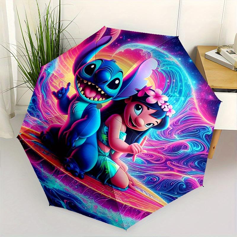 

Stitch,Lilo Themed folding umbrella, the best choice for gift giving, 8 ribs, casual, durable, lightweight and portable travel umbrella, sui
