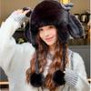Autumn Women's Antler Plush Thickened Thunderbolt Hat Winter Big Head Circumference Outdoor Cold Fashion Ear Protection Cap