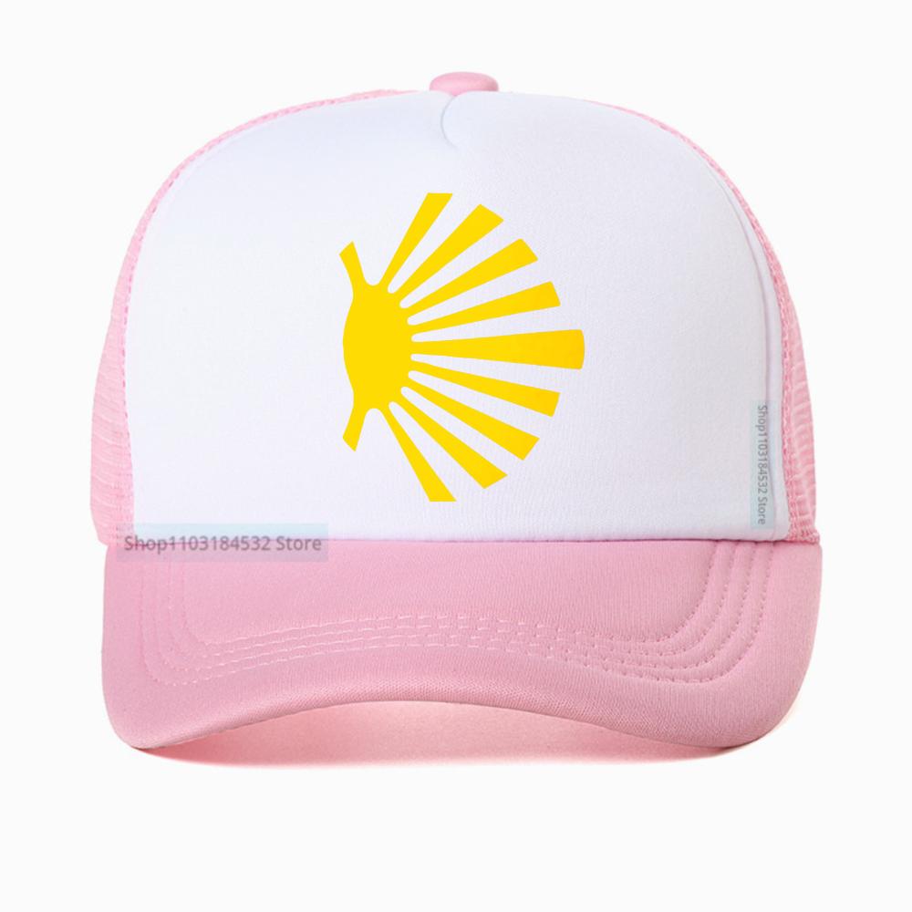Camino De Santiago Symbol Large Yellow Scallop Shell cap fashion casual mesh sun hat Adjustable Breathable snapback hat