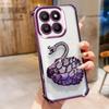 KEYSION Shockproof Plating TPU Phone Case for HONOR X7d 5G Glitter Jewelled Swan kickstand Back Cover for Honor 400 Smart 5G