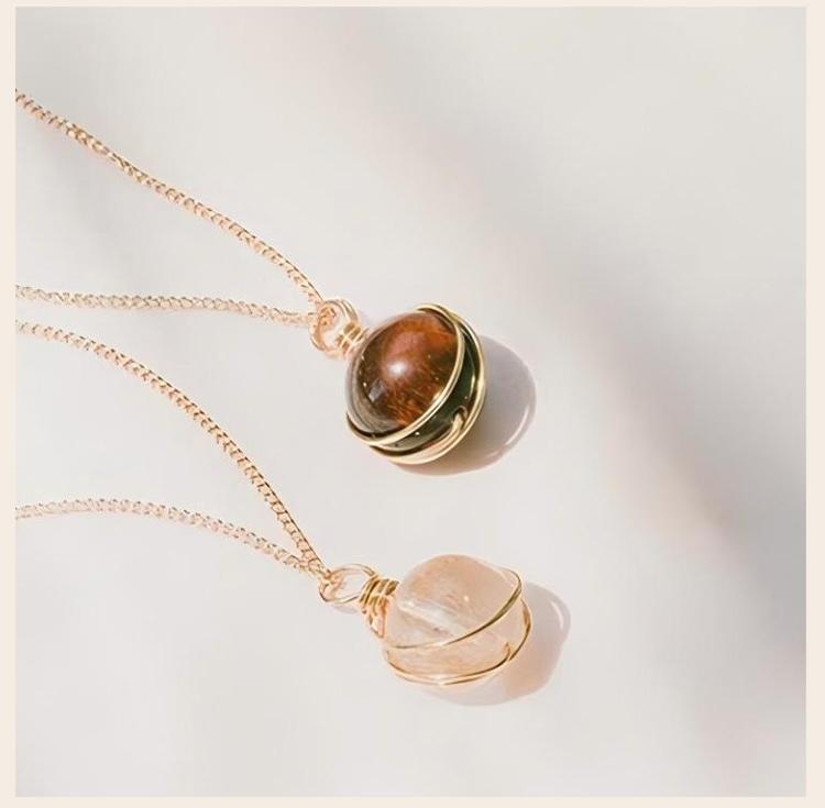 Nature Stone Crystal Healing Necklace for Women Stainless Steel Spiritual Stones, Emotional Balance Minimalist Jewelry