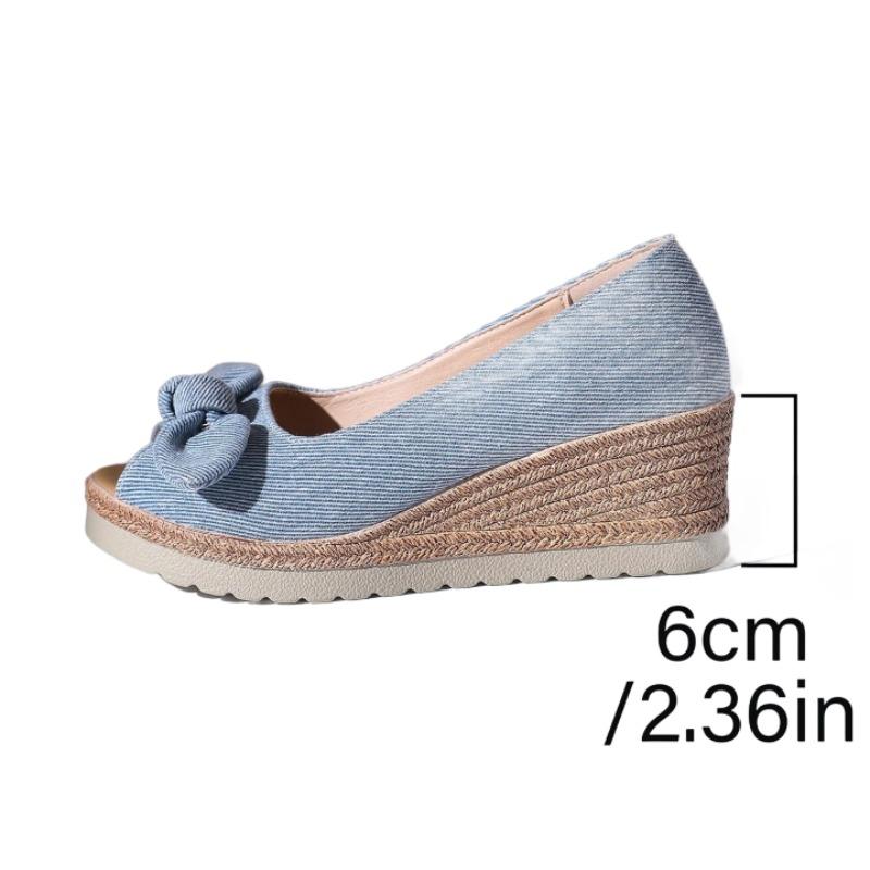 Fashion Bow High Heels Women Wedges Sandals 2025 Summer Platform Shoes Shallow New Trends Shoes Classical Elegant Dress Sandalias Mujer