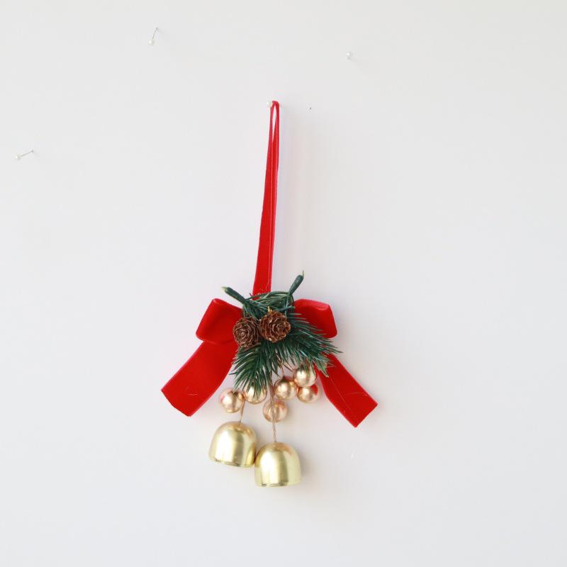 Christmas Red Velvet Bow with Bell Ornament for Tree and Door Decoration