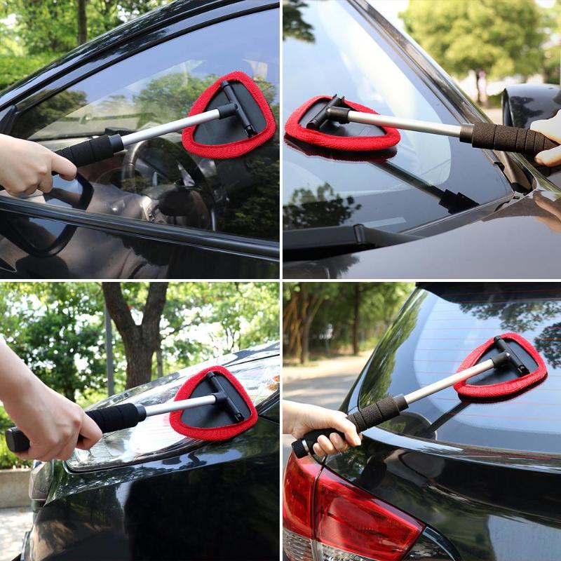 Car Long Handle Windshield Cleaner Brush Wiper Telescopic Handle Auto Window Glass Washer Soft Towel Brush Car Care CleaningTool