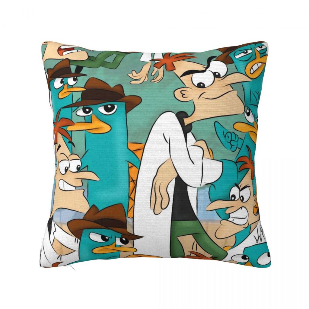Perry The Platypus Square Pillow Case Cartoon Duck Cushion Covers Awesome Zippered Decor Pillowcase for Car cm