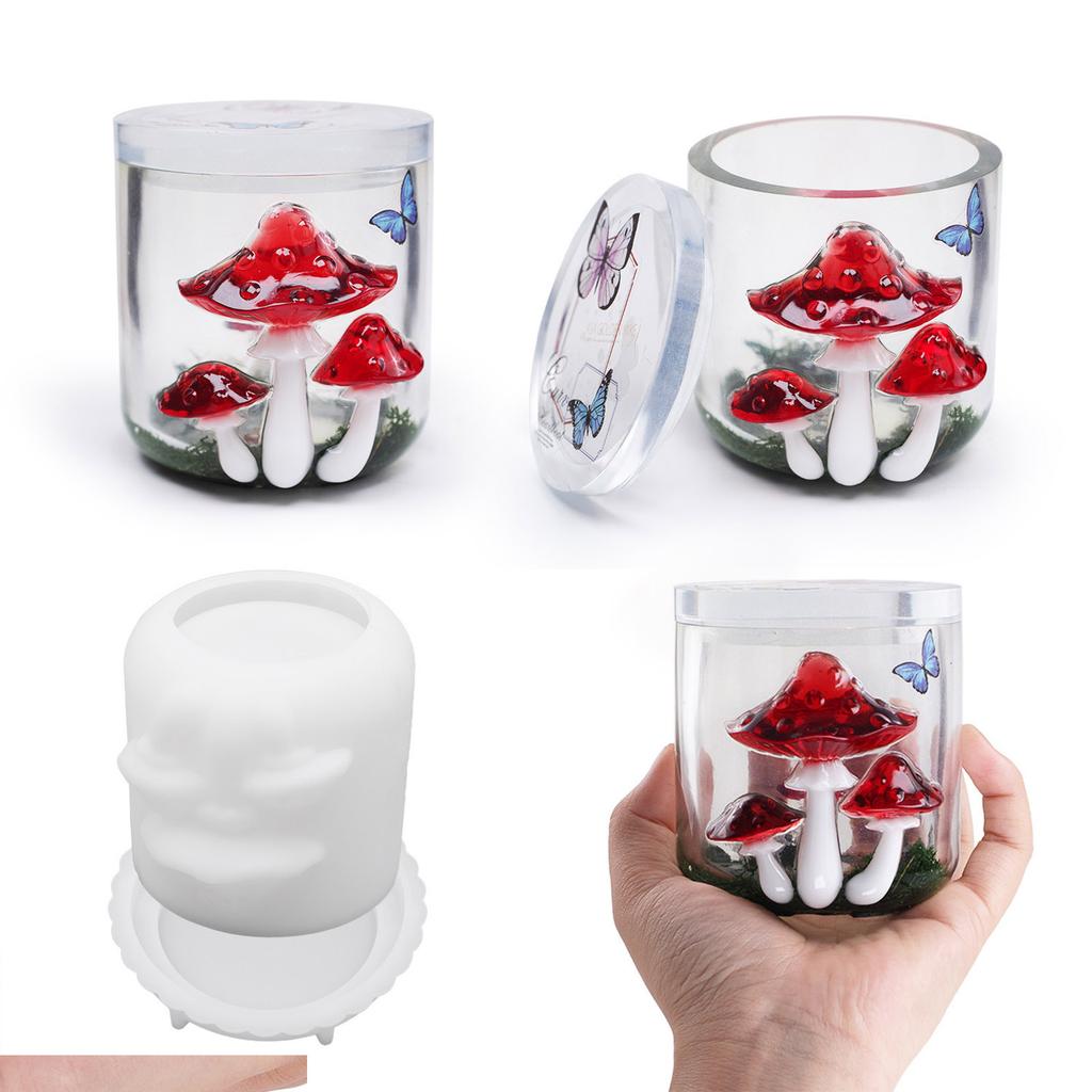 Food Grade Silicone Mushroom Jar Mould for Epoxy Resin Craft Reusable Art Projects Supplies