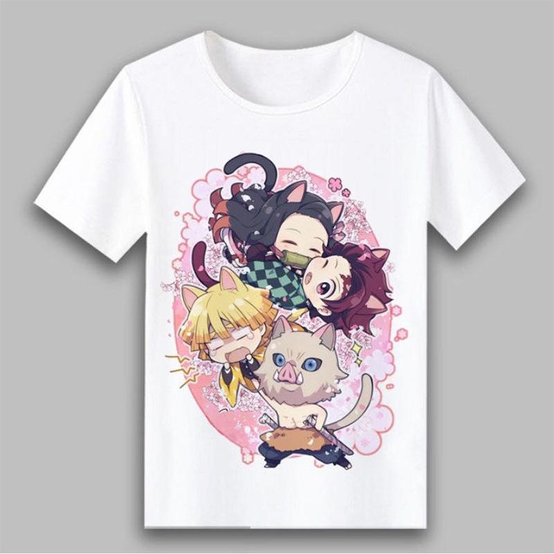 

2023 New Women s T-Shirts Kawaii Kimetsu No Yaiba Graphic Short Sleeve T-Shirt Harajuku Ullzang Unisex Oversized T Shirt Female L білий