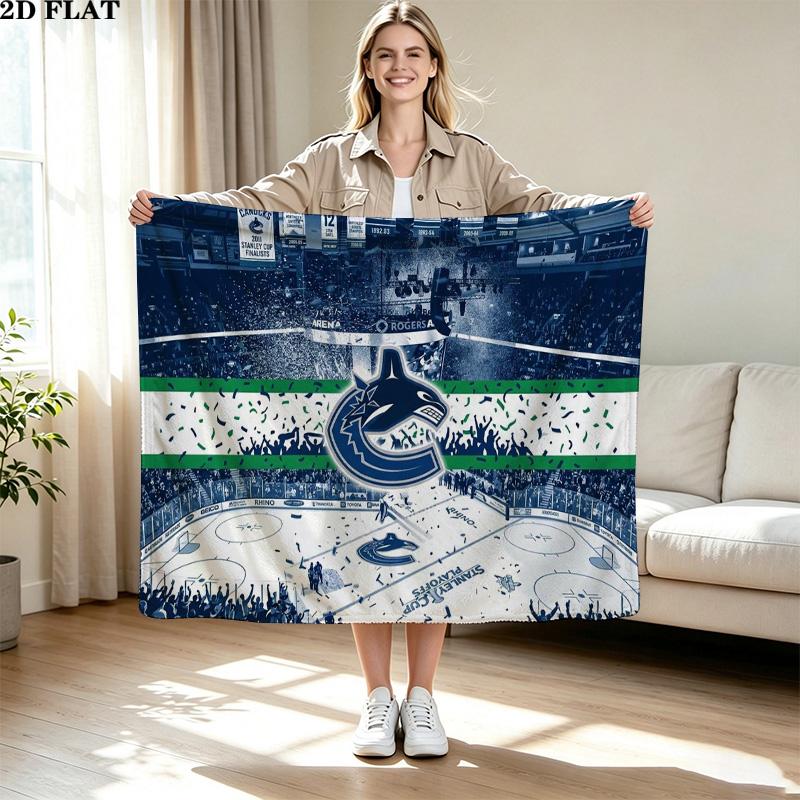 VANCOUVER CANUCKS Print Flannel Blanket High Quality Warm Comfortable Cover for All Seasons Perfect for Gifts Home Decor