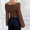 Women's Off-Shoulder Cropped Long-Sleeve Pullover Top
