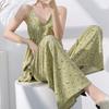 Sweet floral suspender anti-bump backless pajamas women's summer with chest pads cotton silk can be worn outside loungewear suit thin