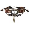 "Vintage Women's Analog Bracelet Watch Leather Strap Multi-Wrap Leaf Design Square Casual Accessory"