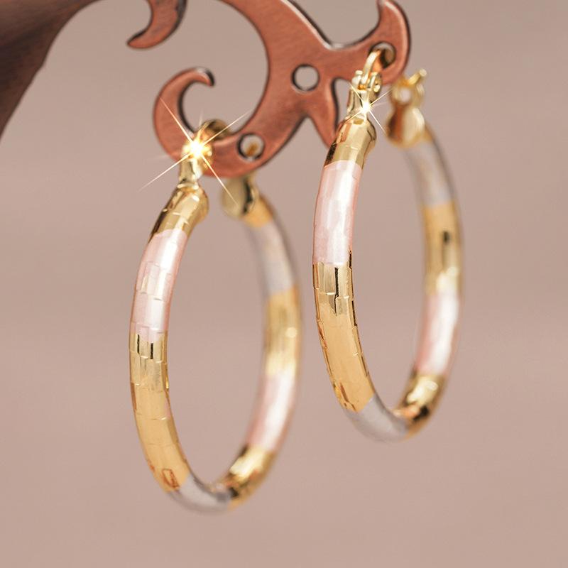 Three color twisted enamel earrings for women's jewelry