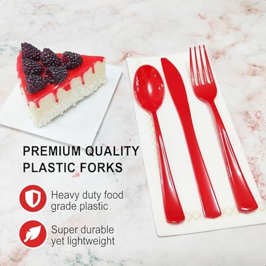 150 Pcs Disposable Plastic Cutlery Set Plastic Silverware Heavy Duty Utensil Sets 50 of Each Forks Spoons and Knives Disposable