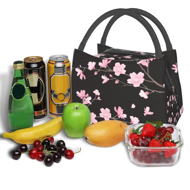 Cherry Blossom Insulated Lunch Tote Bag for Women Sakura Cherry Blossom Cherry Portable Thermal Cooler Food Lunch Box Travel