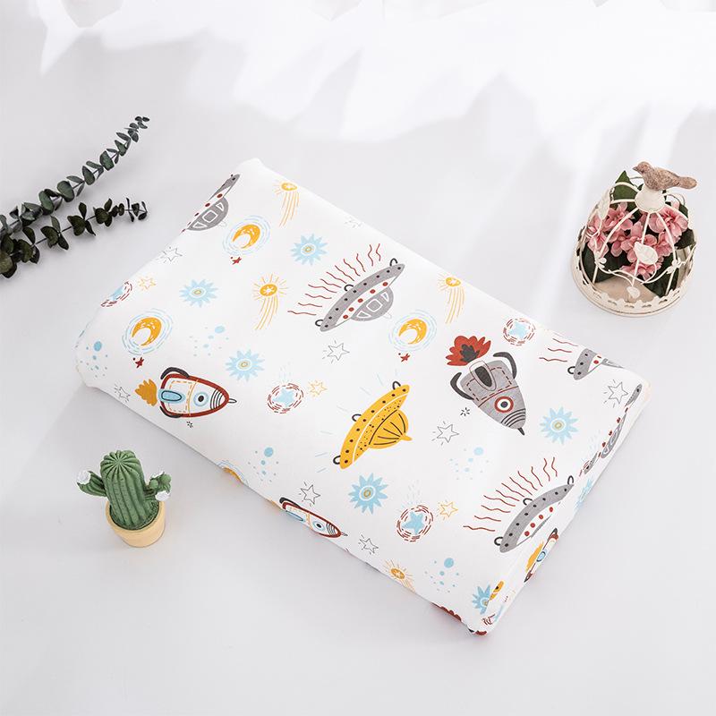 Natural Children Latex Pillow Soft Cotton Cartoon Kids Neck Support Gift For Toddler Preschool Baby Bedding