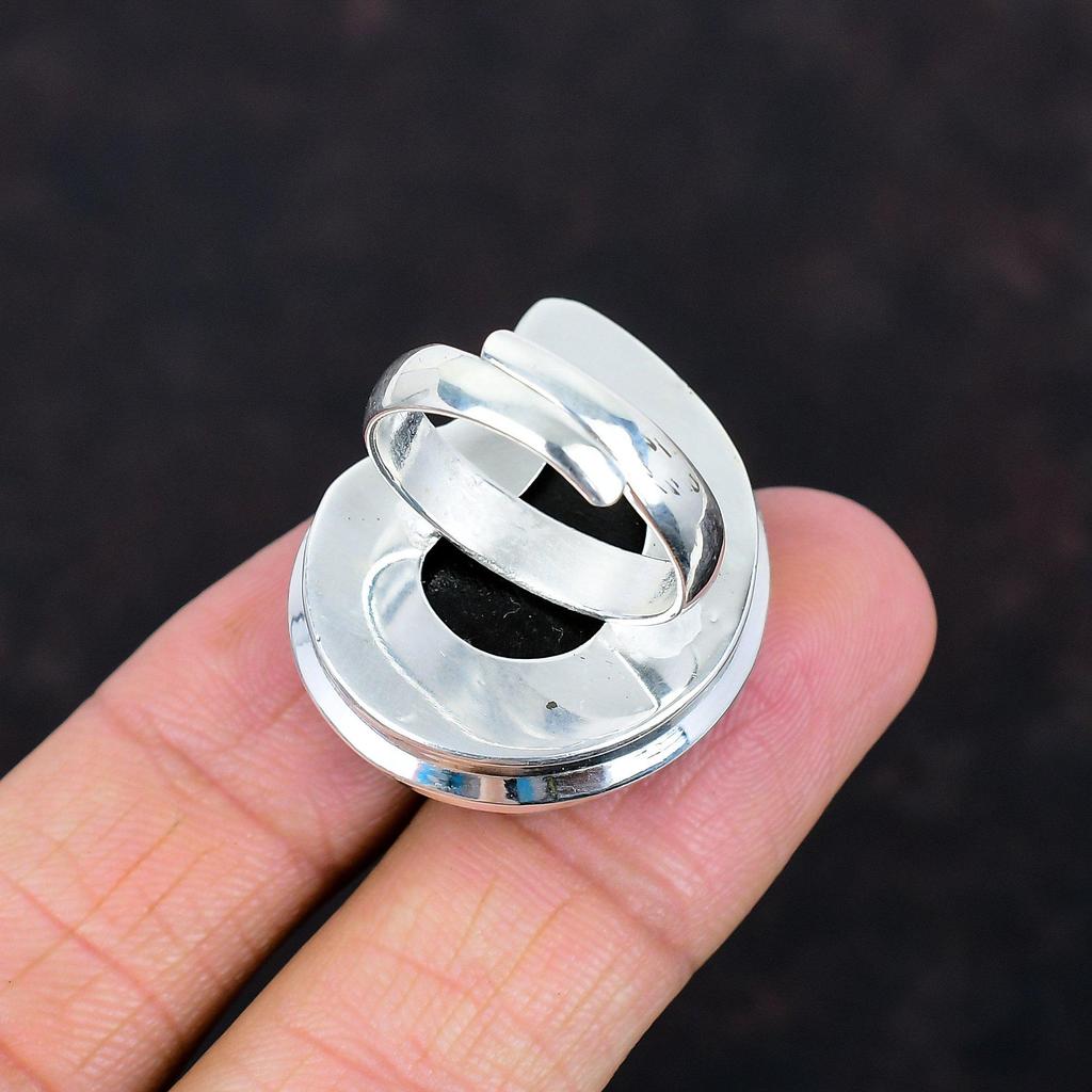 Blue Turquoise In Ammonite Fossil Ring 925 Sterling Silver Ring Adjustable Ring Silver Jewelry Handmade Real Gemstone Ring Engagement Gifts