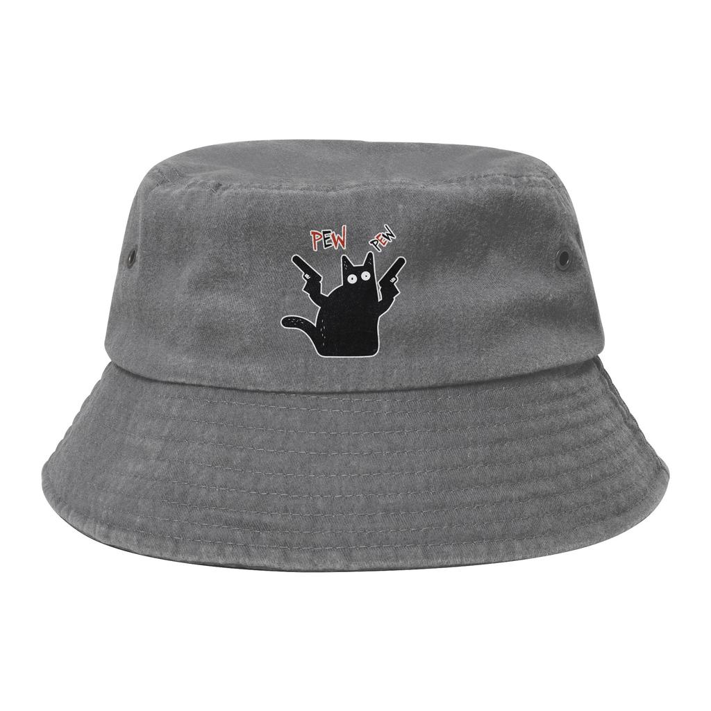 Cat Pew Pew Meme Gun Cat Gift Bucket Hat for Girl Vocation Cute Fun Sun Hat Unique Lightweight for Outdoor Sport FisherUnisex Hats