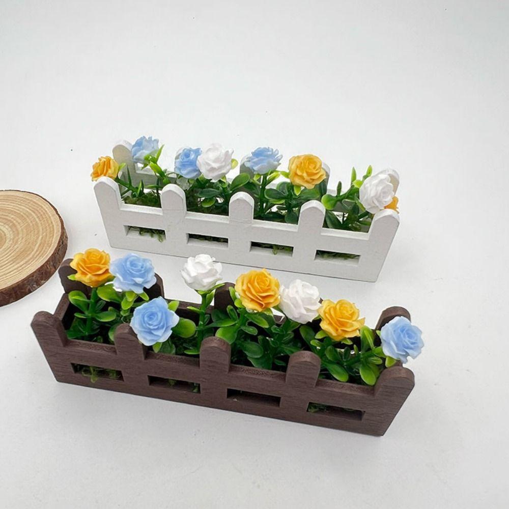 1:12 Scale Flower Fence Decor Lifelike Miniature Potted Plants Toys  Doll House Decor