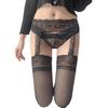 Elegant Black Silk Garter Stockings - Sexy Lace Over-the-Knee One-Piece Pantyhose for Women