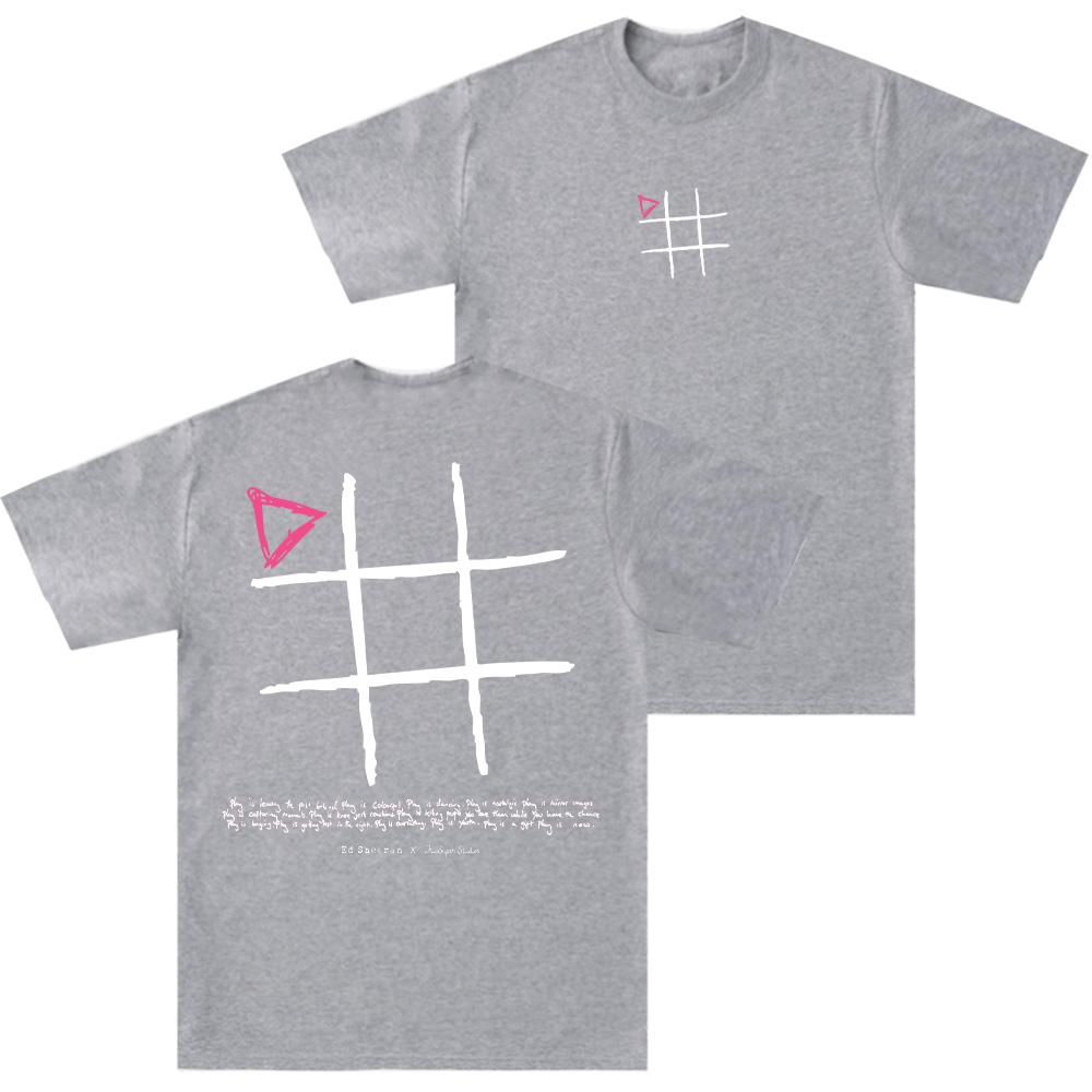 Ed Sheeran Play X KidSuper Tick Tack Toe T-Shirt Men Fashion Retro Short Sleeve T Shirt Unisex Breathable Casual Cotton Tees Top