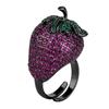 Anello Aperto Esagerato Gioielli Fragola Colore Oro Nero Tesoro Moda Stile Lusso Donna Sensazione Premium Consegna Lotti