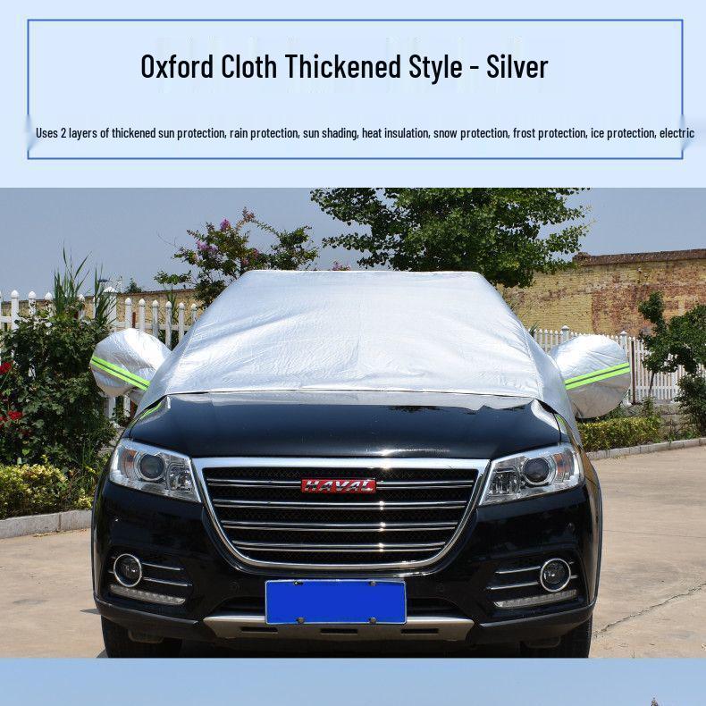 All-Season Universal Car Windshield Cover: Sun, Frost & Snow Protection Black Oxford Cloth Tear-Resistant