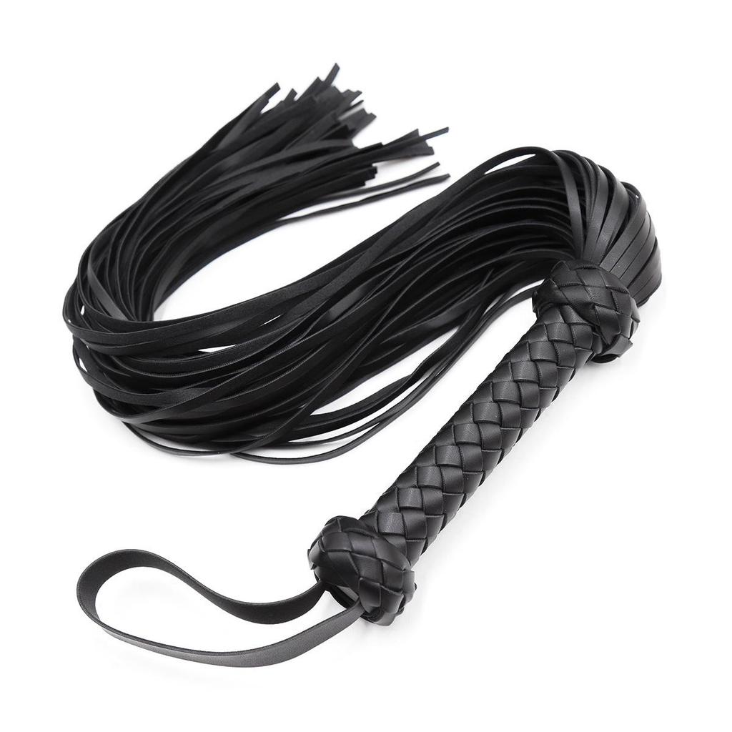 Leather Tassel Whip for Adult Play - Black & Red Flirting Toy for Men and Women