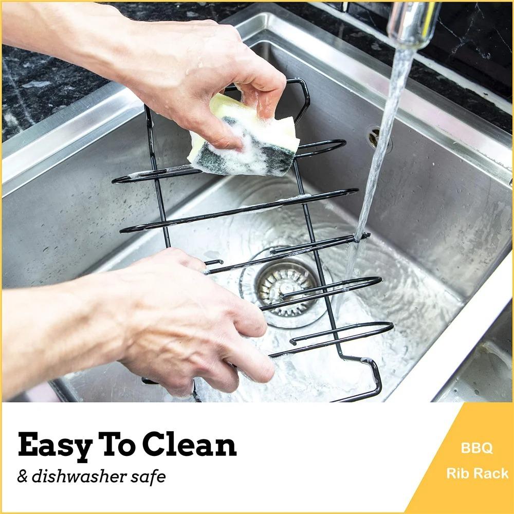 Non-Stick BBQ Rib Rack Stand Barbecue Steaks Racks Stainless Steel Chicken Beef Ribs Grill Black for Gas Smoker BBQ Tools Bbq